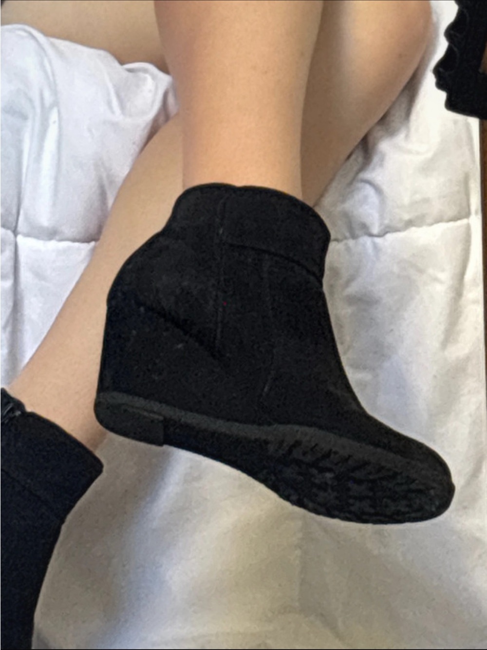 black wedge boots